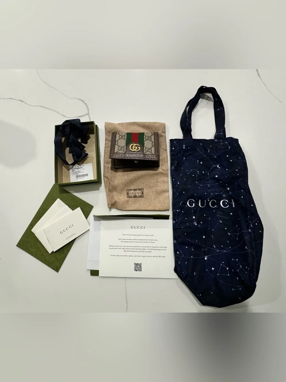 Gucci Ophidia GG Supreme Card Case Wallet Full Set Box + Dust Bag + Shopping Bag - Picture 5 of 16